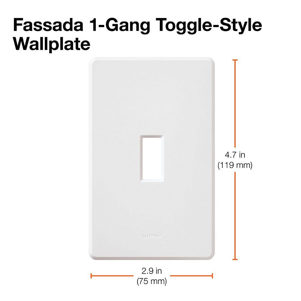 Lutron Fassada 1 Gang Toggle Switch Cover Plate for Dimmers and Switches White (FG-1B-WH) FG-1B-WH