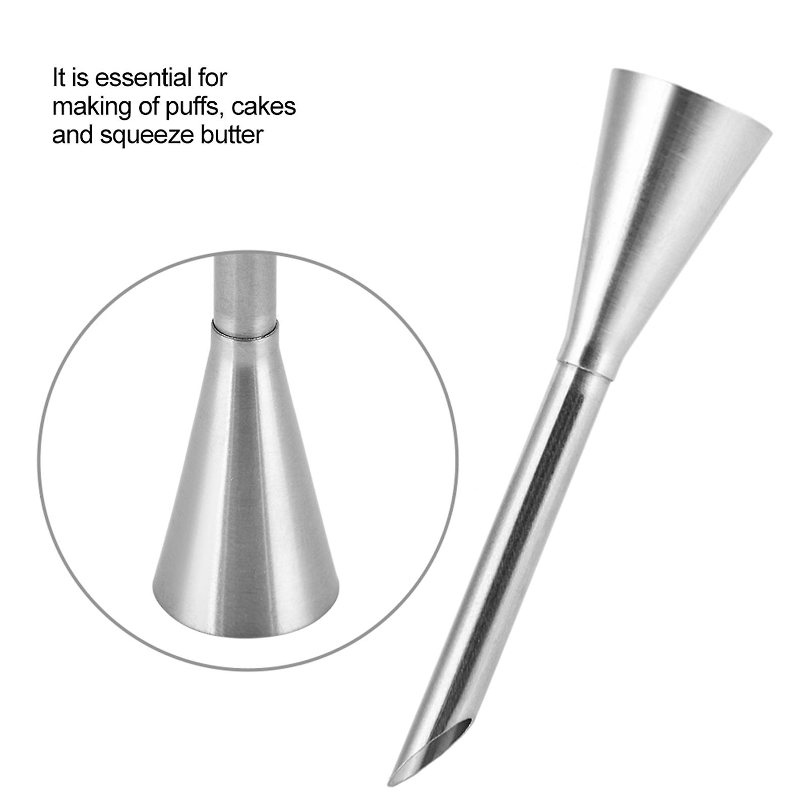 Cream Icing Piping Nozzle Tips Professional Long Cream Puff Nozzle Stainless Steel Cream Dispenser For Puff Small Pastry Icing Piping Decorating Tools