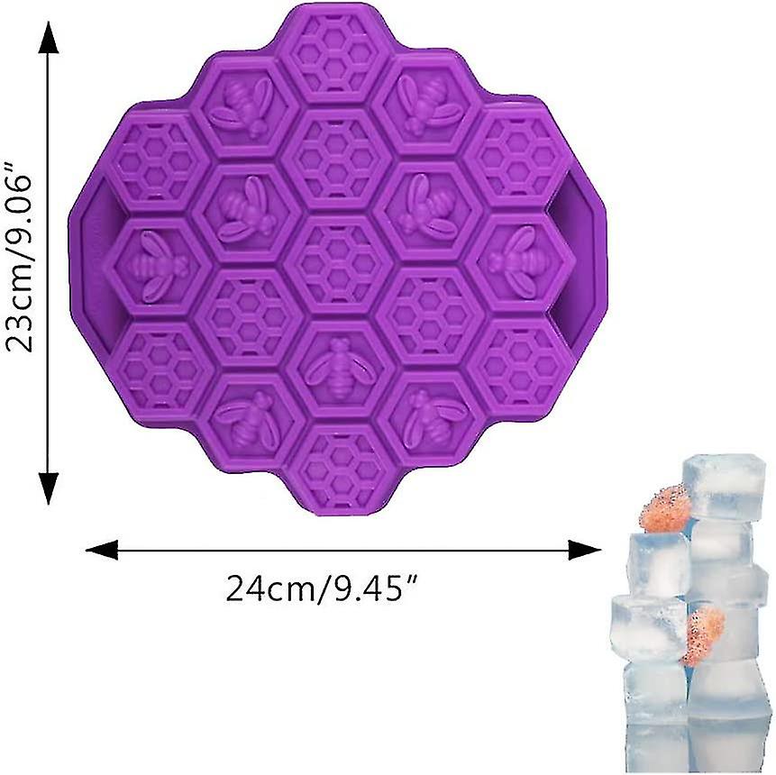 Pcs Honeycomb Silicone Mold， 19 Cells Ice Cream Jelly Chocolate Silicone Cake Mold， Muffin Biscuit Molds Diy Craft Purple and Pink