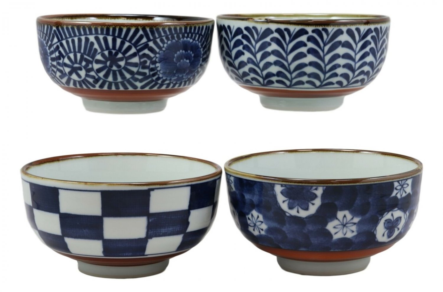 1 Japanese Shades Of Blue Artistic Porcelain Bowls Set of 4 Rice Salad Miso Soup EBR02