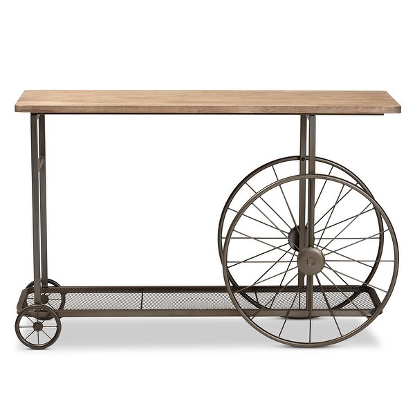 Terence Vintage Rustic Industrial Metal Wheeled Console Table