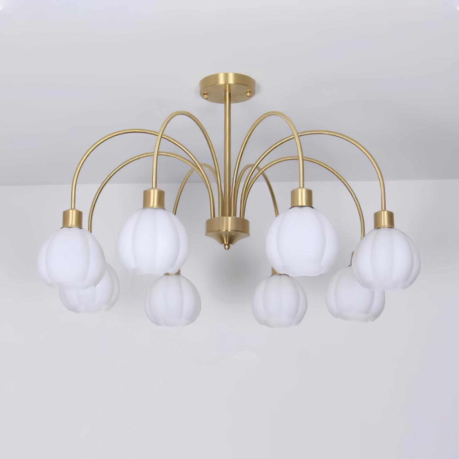 Glass Pumpkin Gold Chandelier