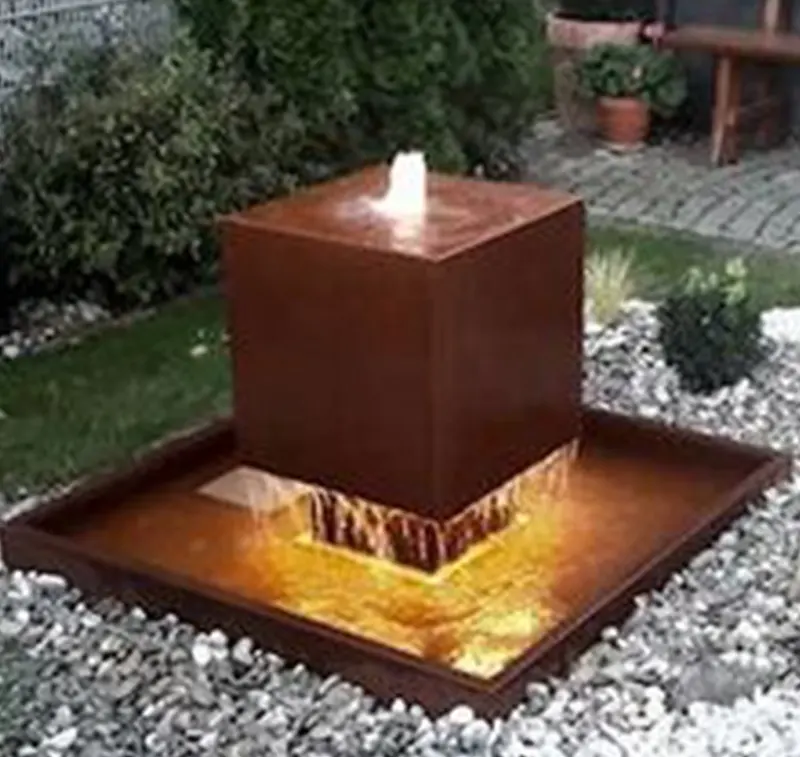 Manufacturers rusty color garden decoration outdoor metal corten steel fountain table water feature