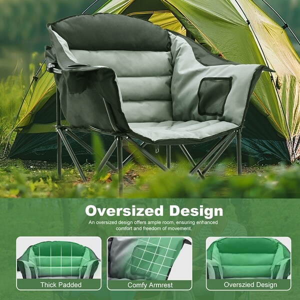 DoCred Oversized Camping Chair，Fully Padded Folding Moon Chair