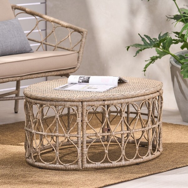 Woven Wicker Weave Coffee Table for Patio