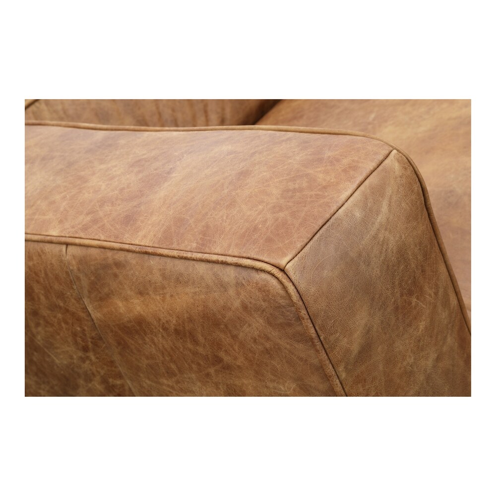 Aurelle Home Wide Rustic Top Grain Leather Sofa   27.5\