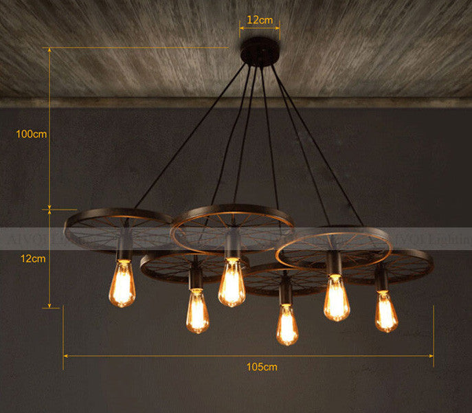 6 Heads Industrial Rustic Wheels Chandelier Cy-Dd-212