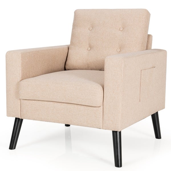 Modern Accent Armchair Upholstered Single Sofa Chair w/ 2-Side Pockets - See Details