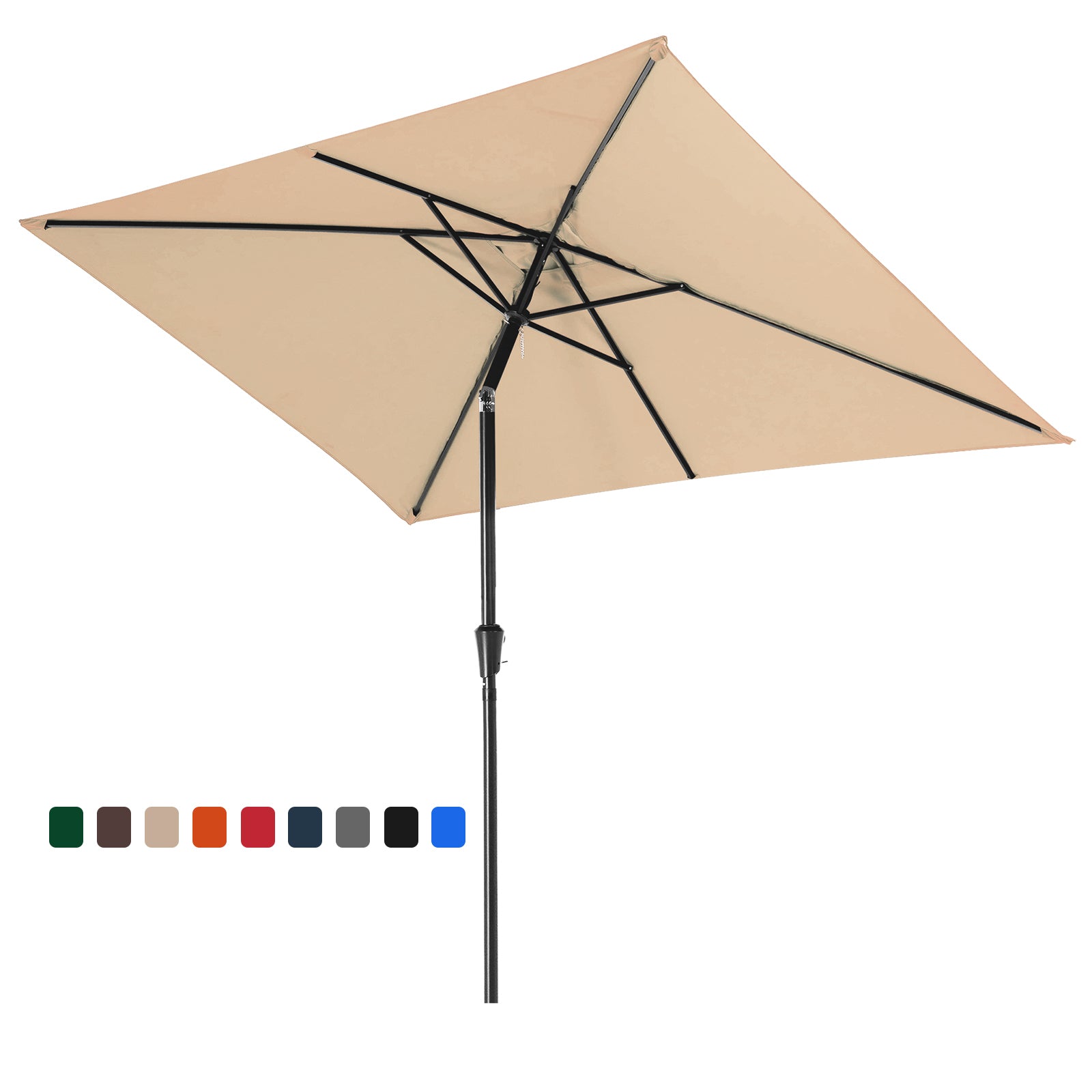 Wulful 6.5 ft Rectangular Outdoor Market Patio Umbrella, Beige