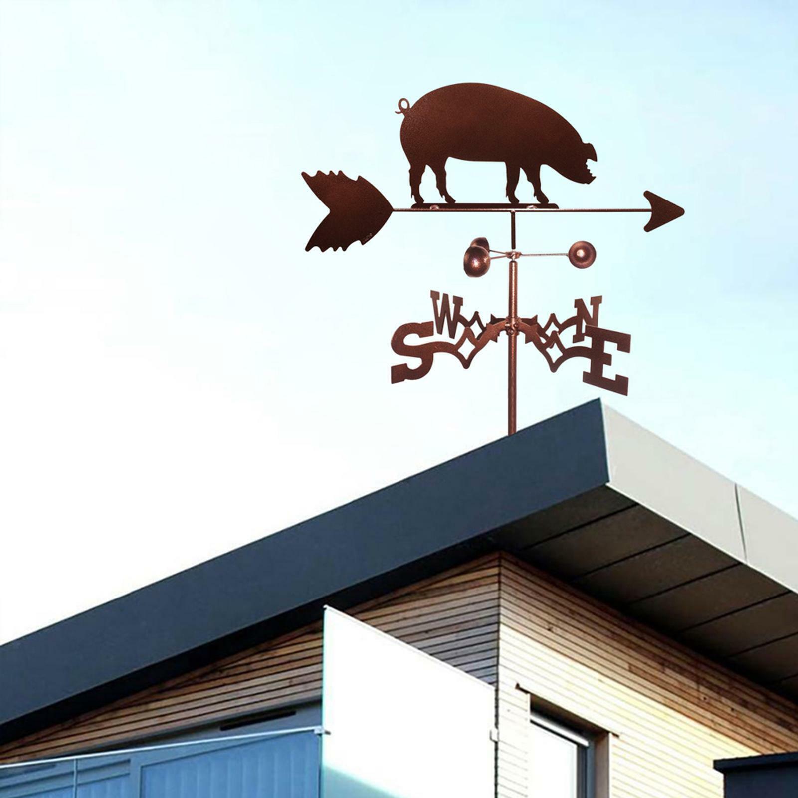 Durable Weathervane With Pig Statue Professional Measuring Tool For Yard