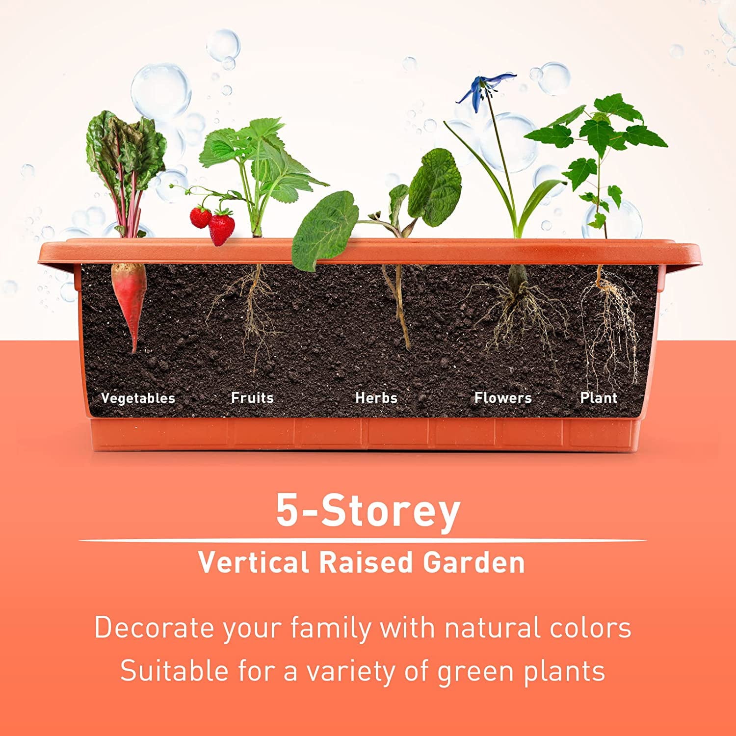 SEJOV 4 ft Vertical Garden 5-Tier Raised Garden Bed Planter Box for Patio Balcony Flower Herb Freestanding Garden Planter 22.5 in× 25.5 in× 45 in