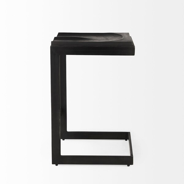 Kiran Black Solid Wood Seat w/ Black Iron Base Counter Stool