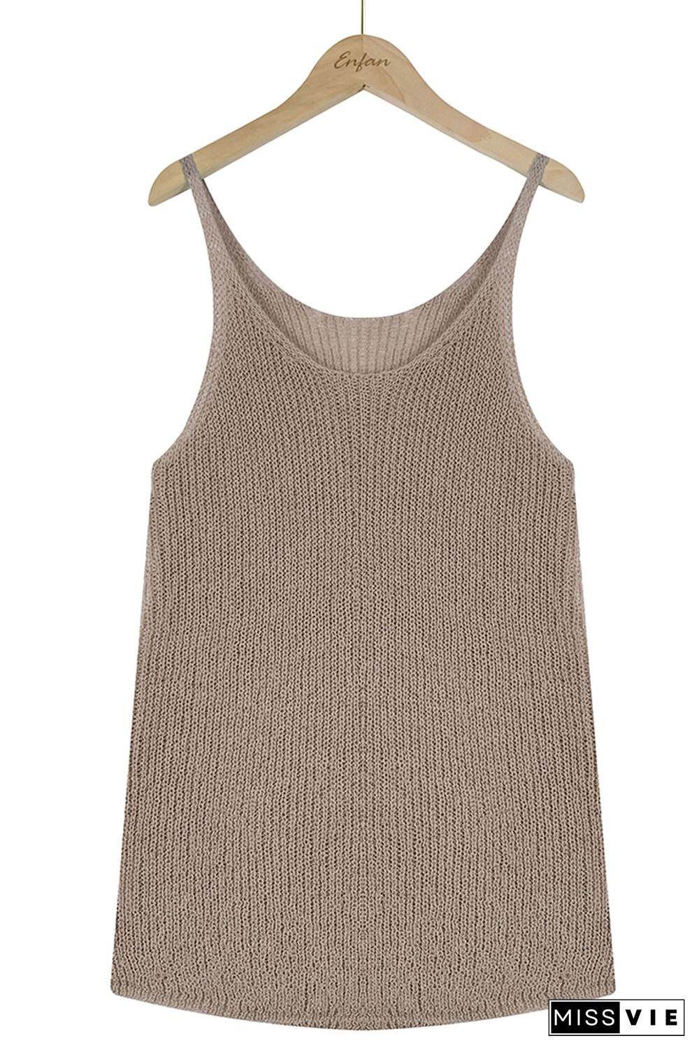 Color Block and Plain U Neck Knit Tank Top