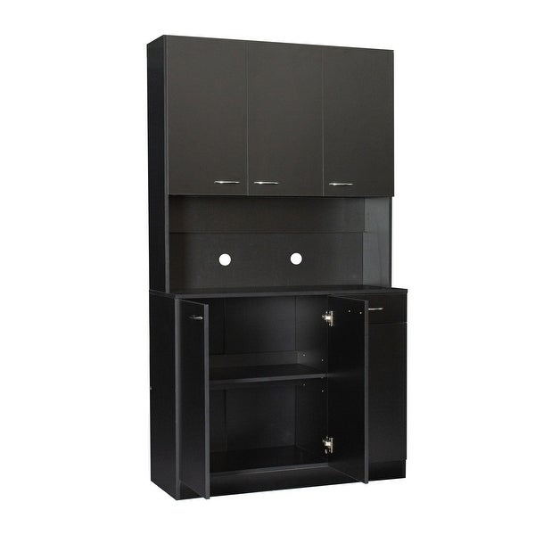 Tall Wardrobe and Kitchen Cabinet with 1-Open Shelves and 1-Drawer - - 36561315