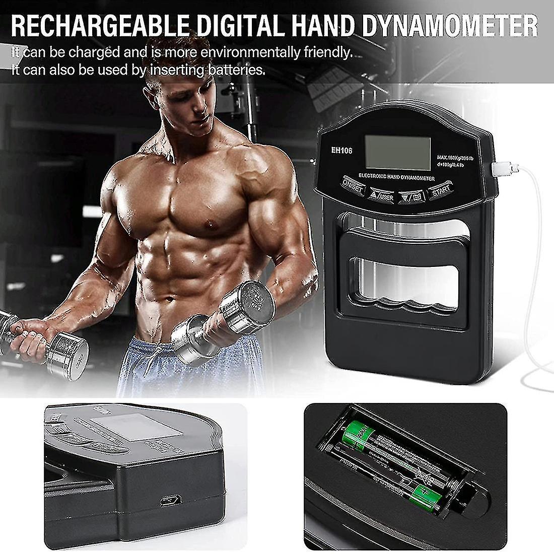 Grip Strength Tester， 396lbs/180kg Digital Hand Dynamometer Grip Strength Meter Usb Lcd Screen Hand