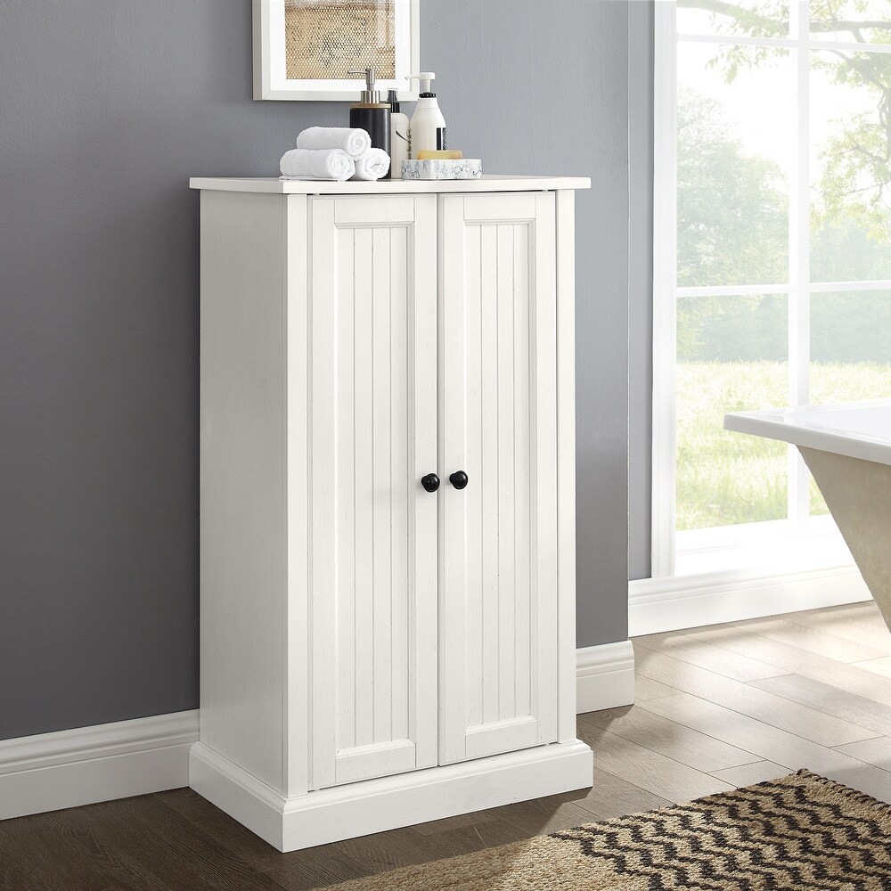 Seaside Distressed White Accent Cabinet