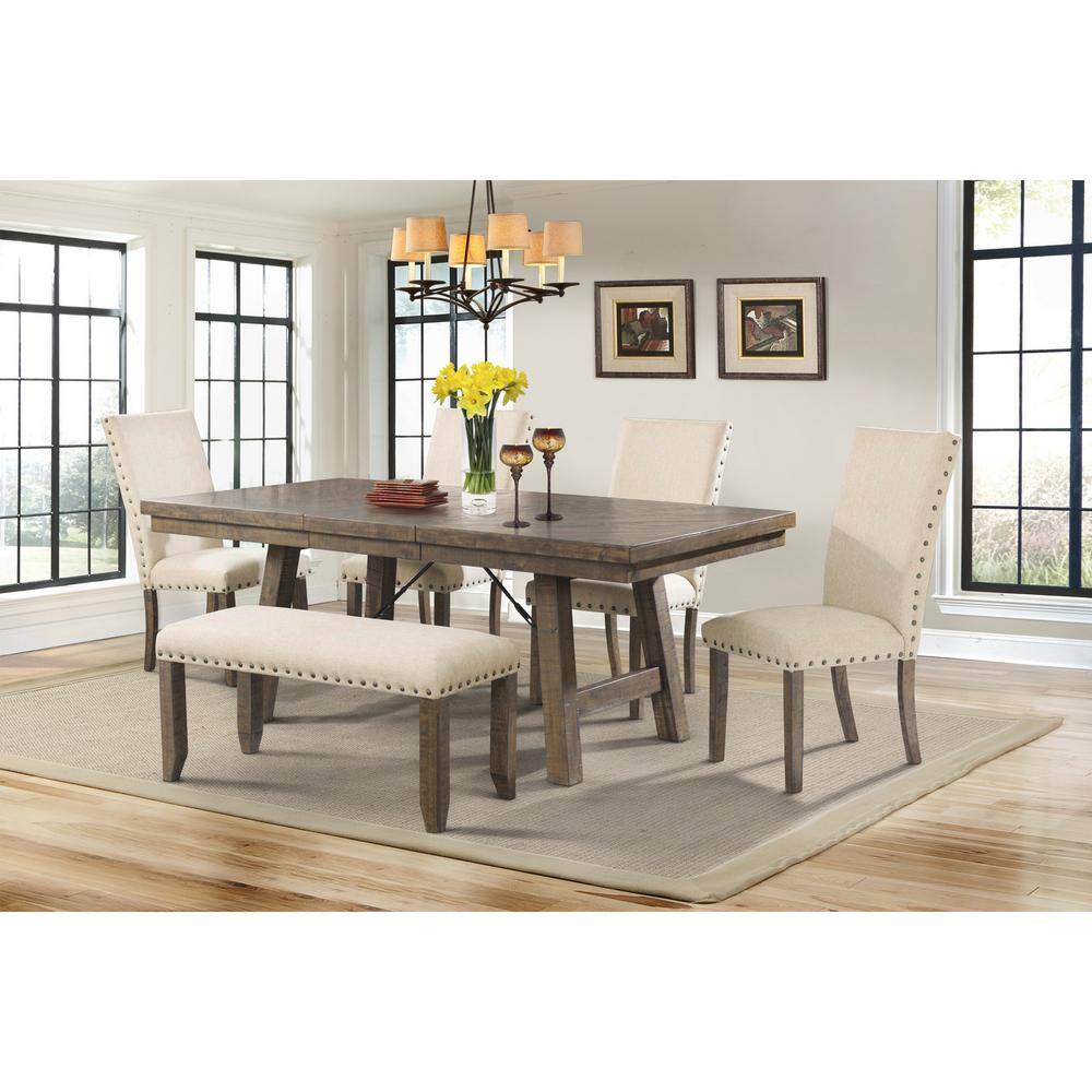 Picket House Furnishings Dex 6-Piece Dining Set-Table 4 Upholstered Side Chairs and Bench DJX100SB6PC