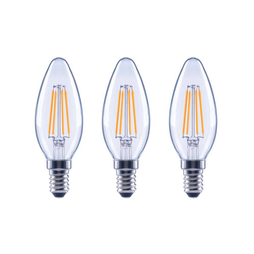 EcoSmart 40-Watt Equivalent B11 Dimmable E12 Candelabra ENERGY STAR Clear Glass LED Vintage Edison Light Bulb Soft White (3-Pack) FG-04067