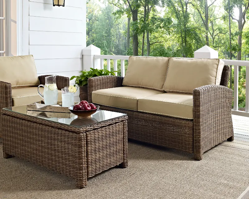 Bradenton Sand and Wicker Patio Loveseat