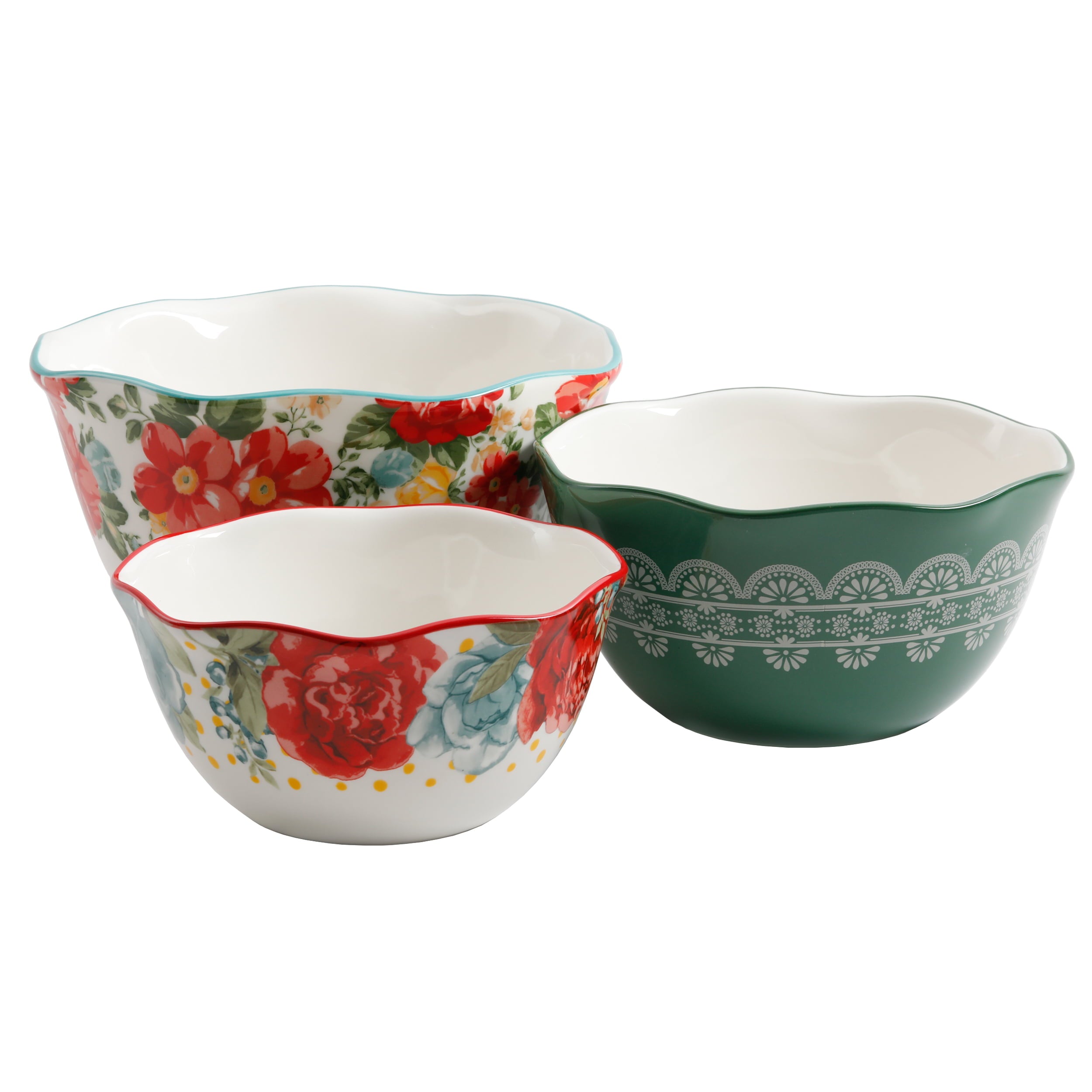 The Pioneer Woman Vintage Floral 3-Piece Serving Bowl Set