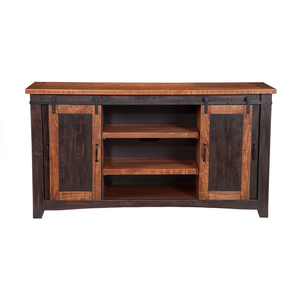 Rustic Farmhouse 65 Inch Wide Solid Wood TV Stand