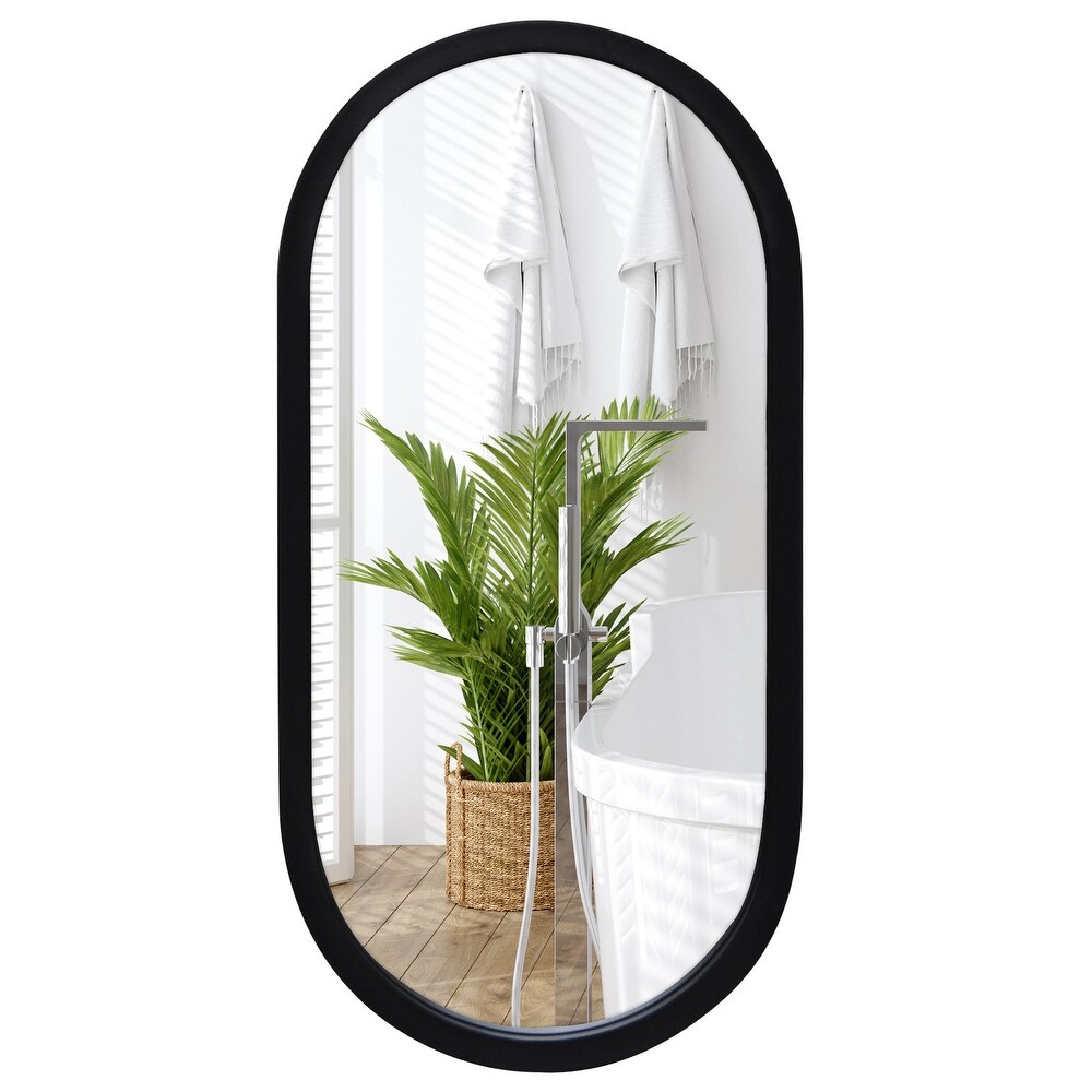 12x24 Black Oval Mirror   Framed Oval Mirror for Bathroom  Living Room  Bedroom   Vertical Mount Oval Wall Mirror