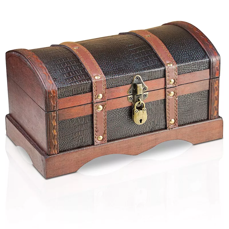 Handmade Pirate Treasure Chest Storage Box with Lock - Vintage Wood Chest Box - The Best Gift