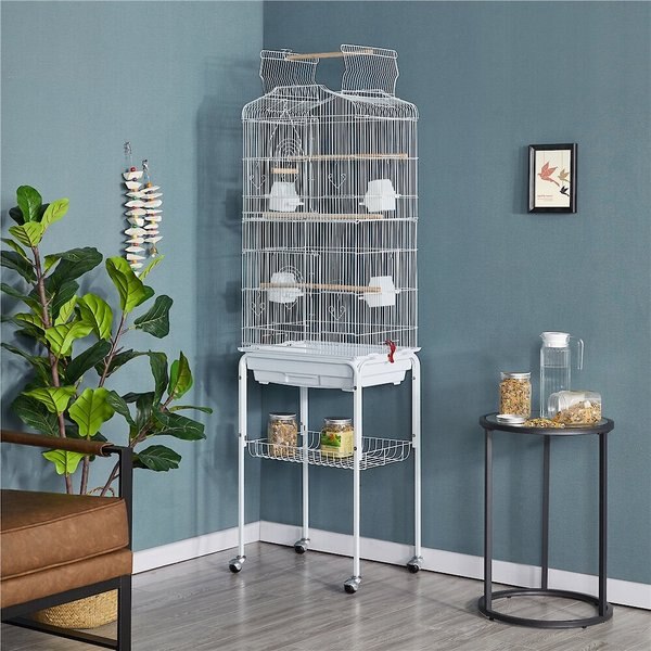 Yaheetech 64-in Open Top Metal Parrot Cage with Detachable Rolling Stand