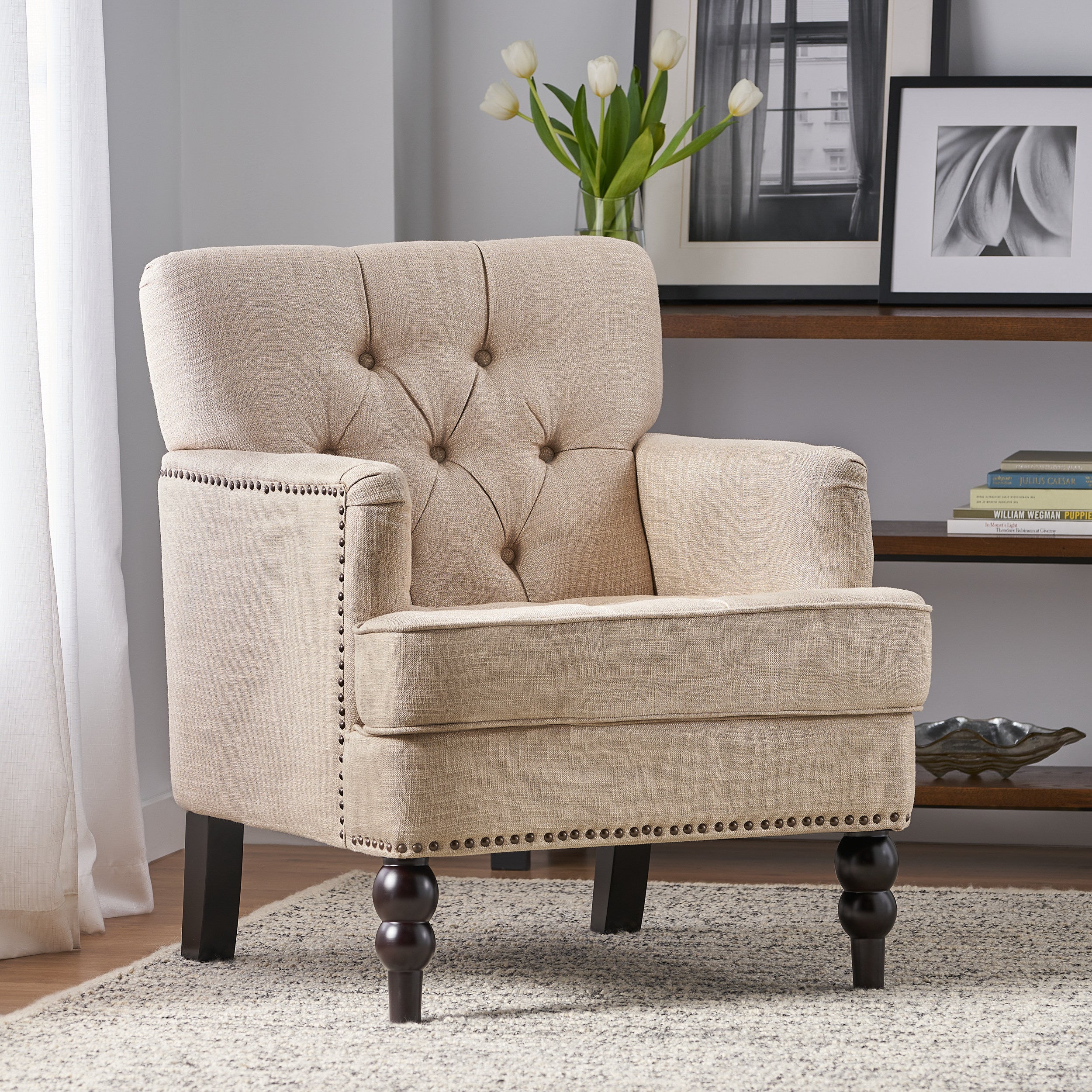 Madene Tufted Back Fabric Club Chair