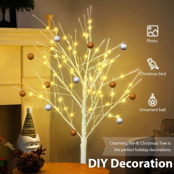 4 FT 48 LED/5 FT 72 LED/6 FT 96 LED Artificial Lighted Birch Tree