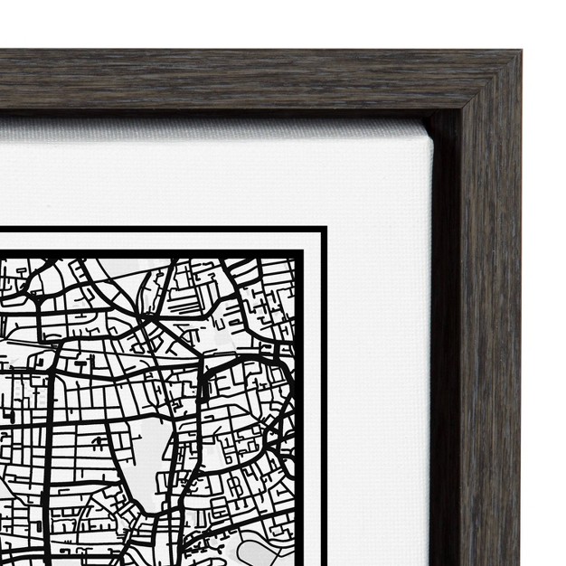 X 24 quot Sylvie London Modern Map By Jake Goossen Framed Wall Canvas Gray Kate amp Laurel All Things Decor