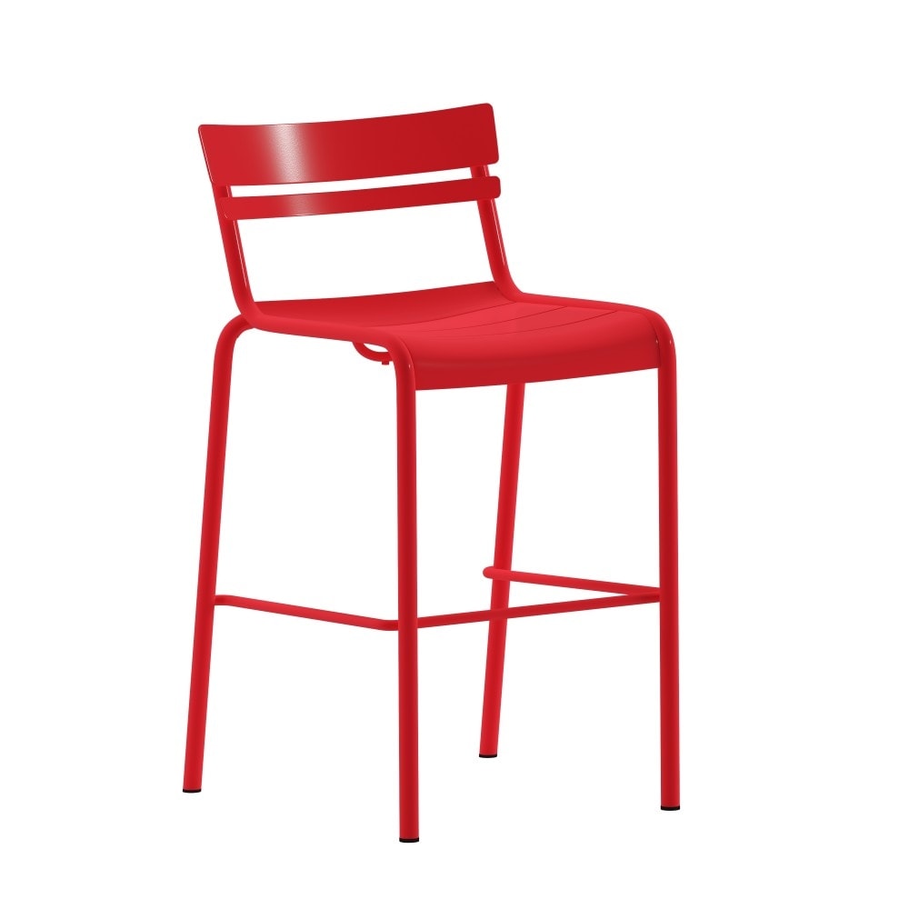 Modern Commercial Grade 2 Slat Indoor/Outdoor Steel Bar Stool