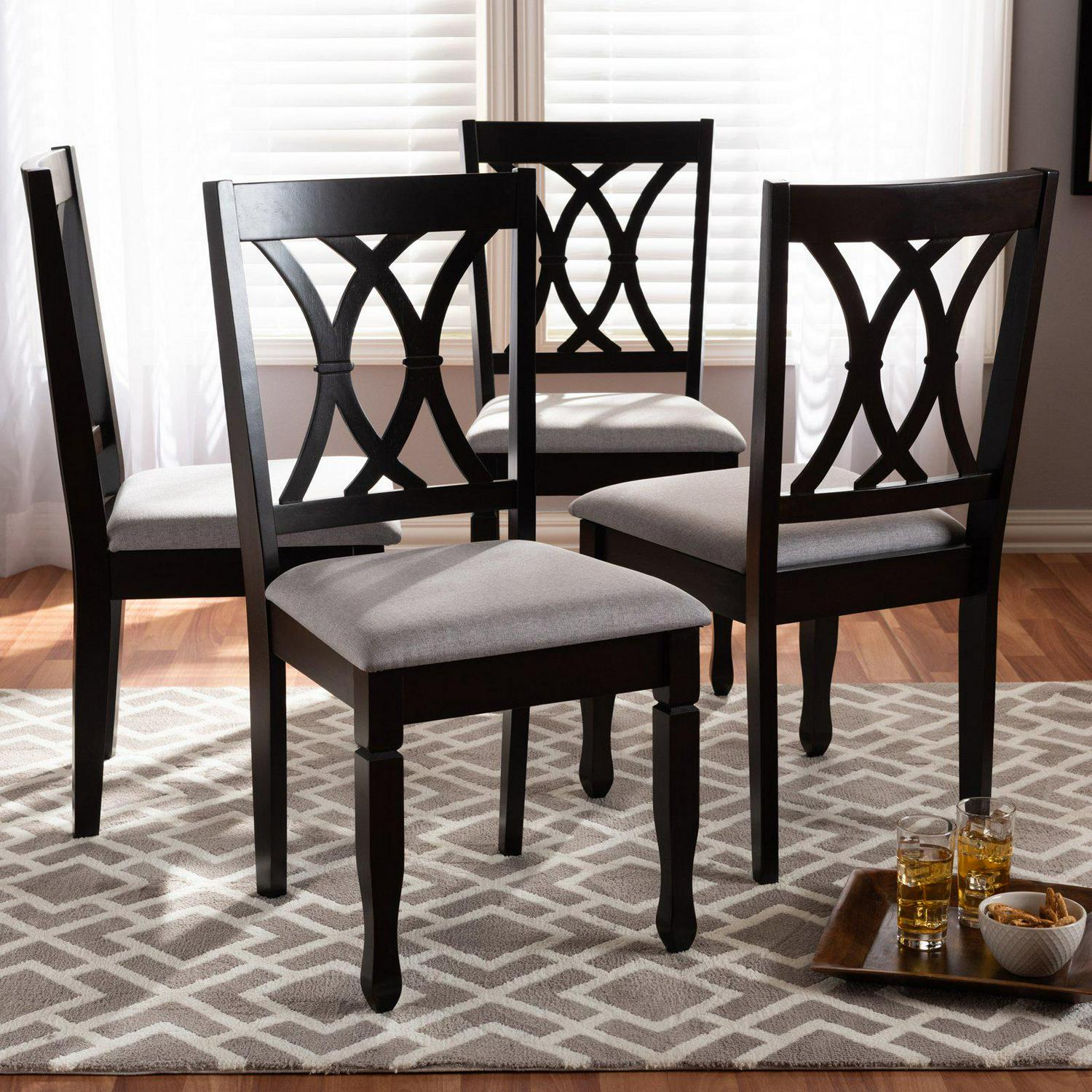 Baxton Studio Reneau Dining Chair， Set of 4， Espresso