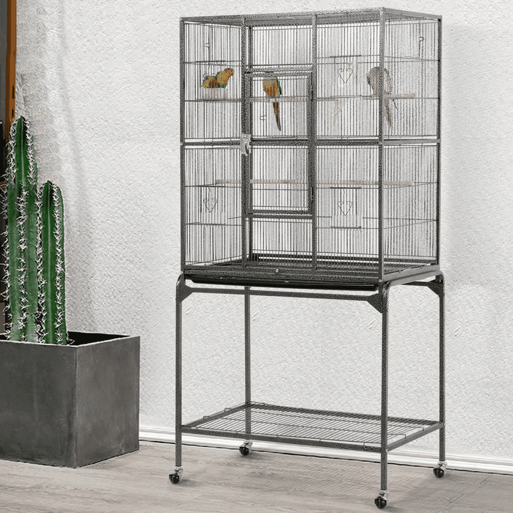 Yaheetech 63''H Large Parrot Cage w/ Stand， Hammered black