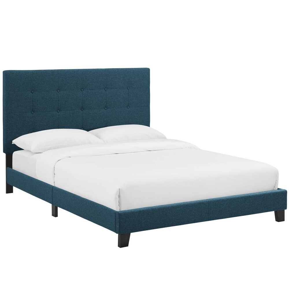 Melanie Twin Tufted Button Upholstered Fabric Platform Bed