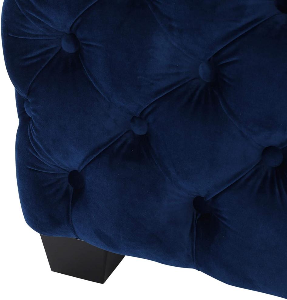 Modern Square Ottoman  Diamond Button Tufted Velvet Upholstery   Transitional   Footstools And Ottomans   by Decorn  Houzz