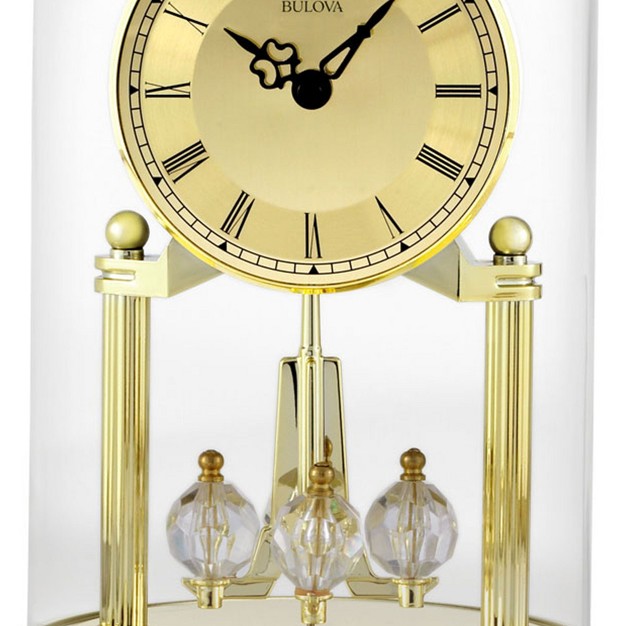 Bulova Clocks Tristan I Oval Dome Clock With Metal Base And Brass Finish Gold