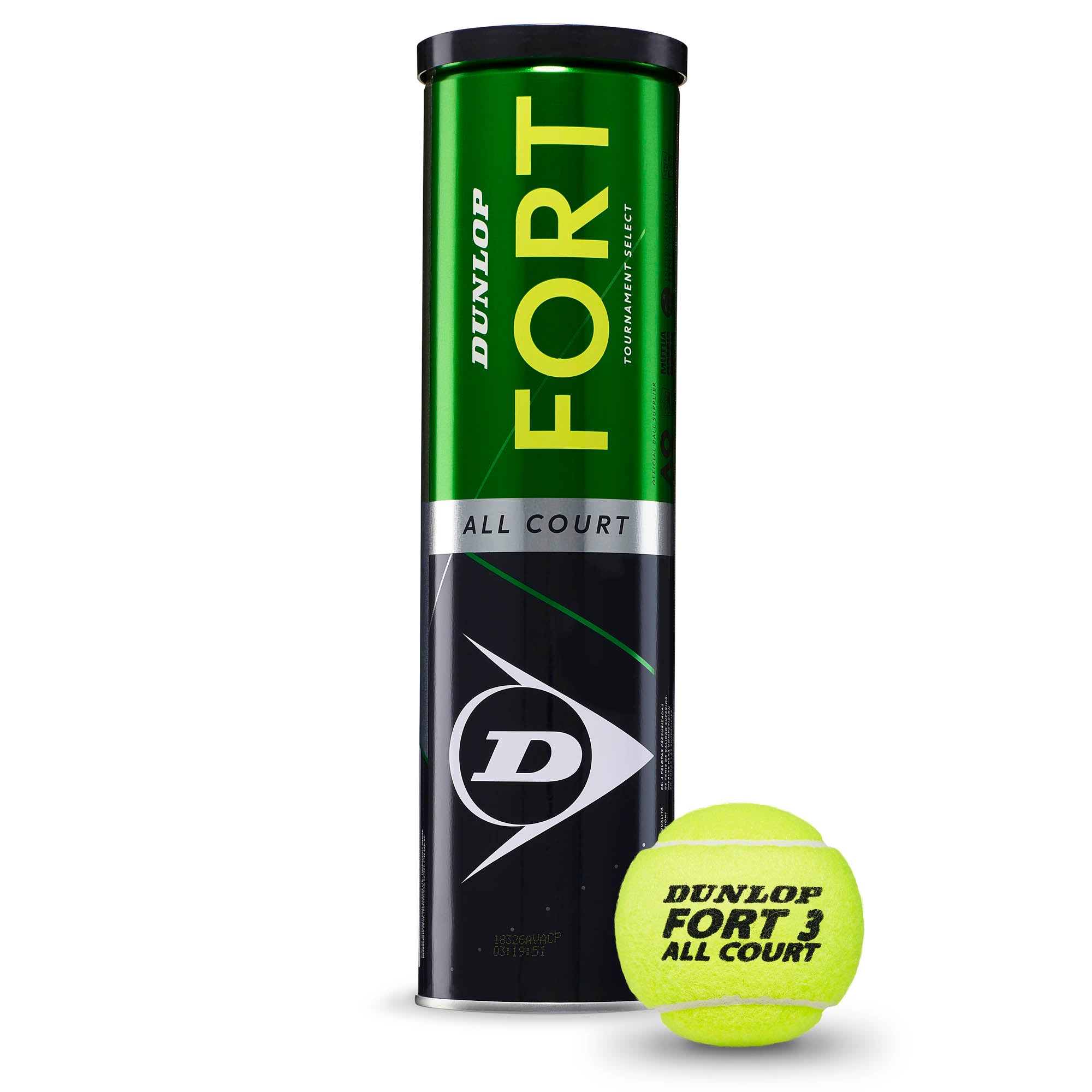 Dunlop Fort All Court Tournament Select Tennis Balls - Tube of 4