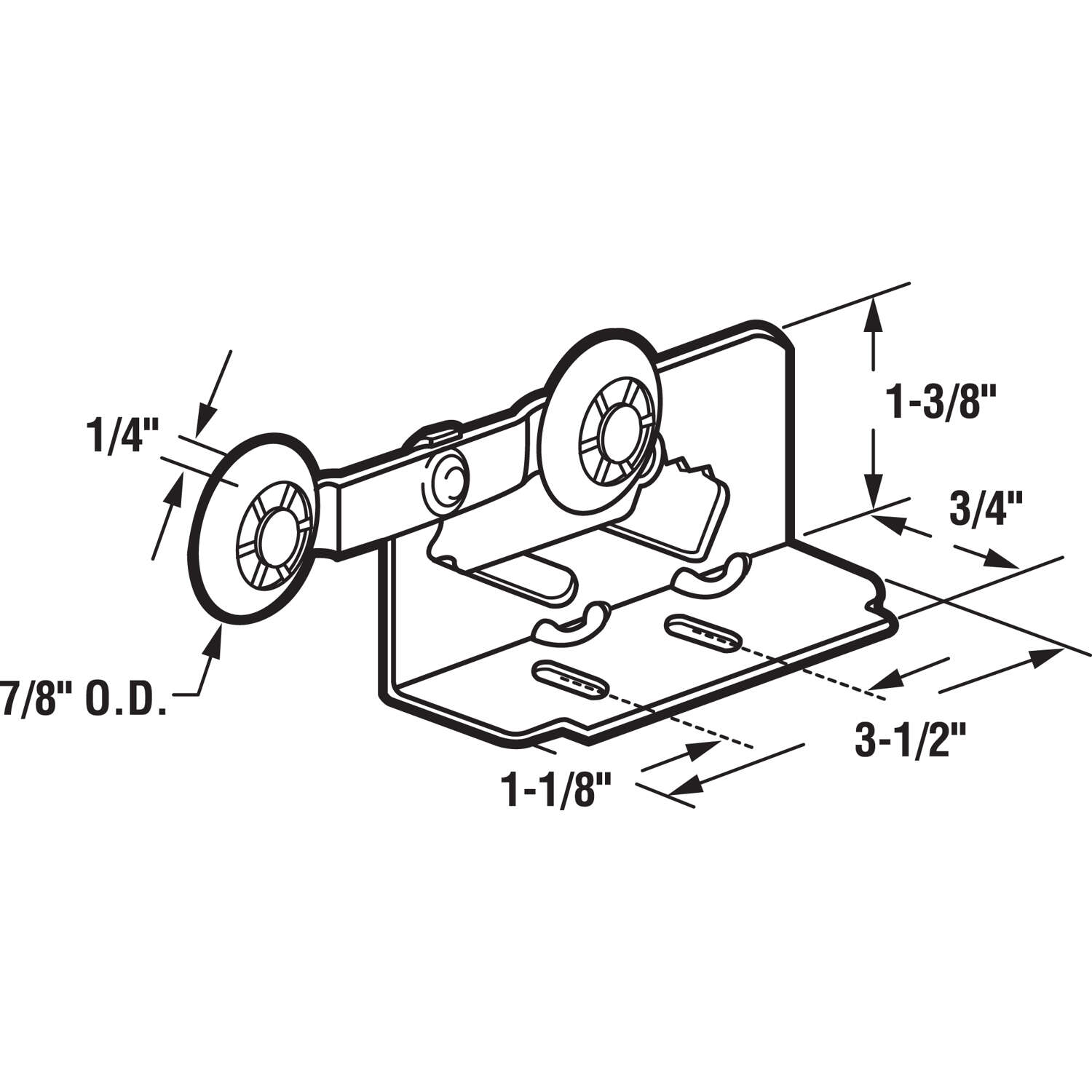 Prime-Line 7/8 in. D X 0.25 in. L Zinc-Plated Nylon/Steel Roller Assembly 2 pk