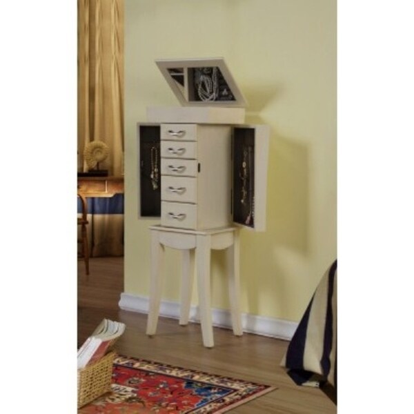 Paris Anitque White Jewelry Armoire Cabinet Organizer - - 30598979