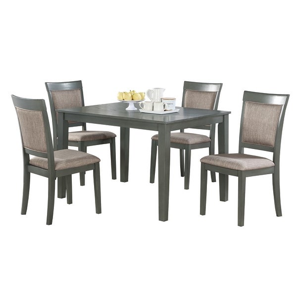 Wooden 5 Piece Dining Set with Upholstered Back and Seat in Oak