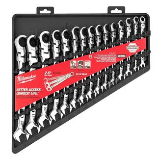 MW 144-Position Flex-Head Ratcheting Combination Wrench Set SAE and METRIC (30-Piece) 48-22-9413-48-22-9513