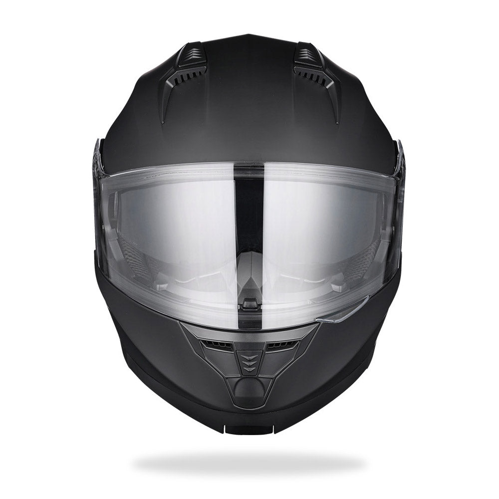 AHR RUN-M3 Modular Helmet Flip Up DOT 2-Visors Matte Black