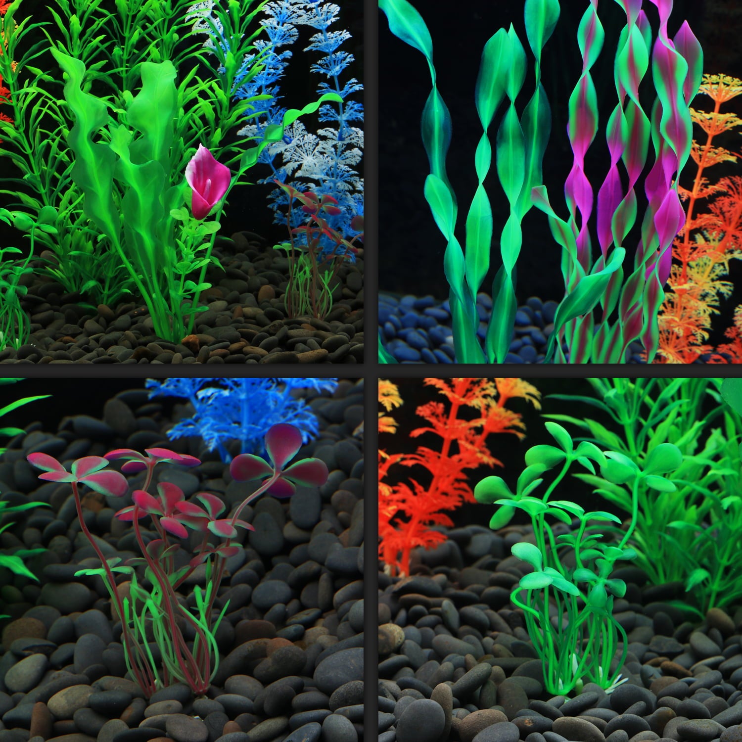 MyLifeUNIT Artificial Fish Tank Plants， Plastic Aquarium Plants Decorations， Set of 10