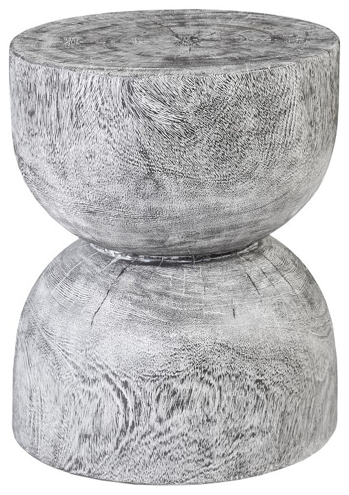 Chamcha Wood Hour Glass Side Table  Grey Stone   Farmhouse   Side Tables And End Tables   by Phillips Collection  Houzz