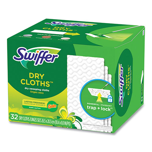 Procter and Gamble Swiffer Dry Refill Cloths. 8 x 10.4 | White， 32 Box， 4 Boxes