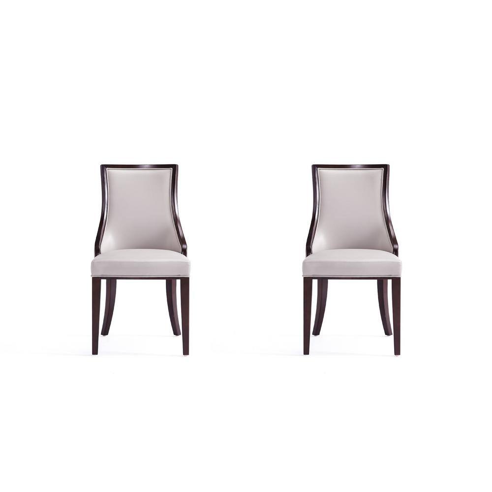 Manhattan Comfort Grand Light Grey Faux Leather Dining Side Chair (Set of 2) DC048-LG