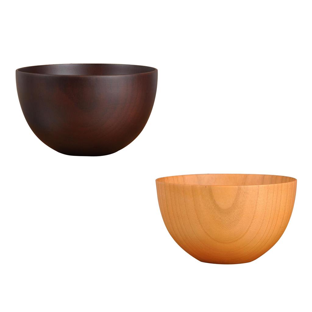 Wooden Salad Bowl， Food Safe Round Wood Bowl Traditional Japanese Style