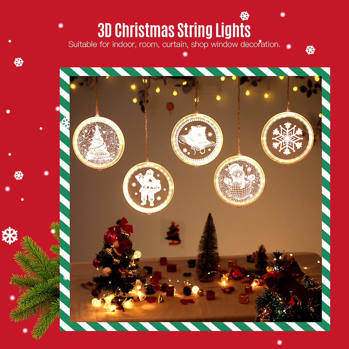 Christmas Curtain Decoration Led String Lights 3d Visual Effect Warm White Light Usb Powered For Home Room Indoor Bedroom Window Decor， 4.9ft * 1.6ft