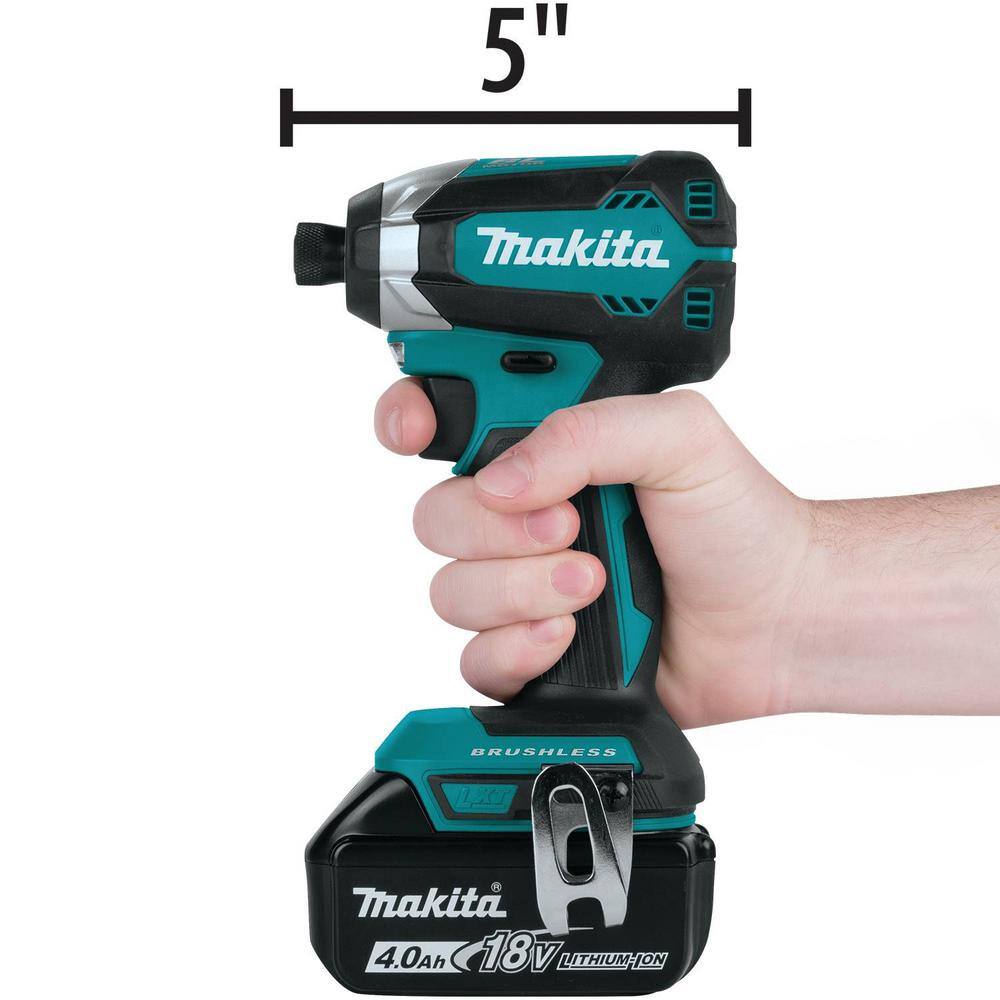 Makita 18V LXT Lithium-Ion Brushless Cordless Hammer Drill and Impact Driver Combo Kit (2-Tool) w (2) 4Ah Batteries Bag XT269M